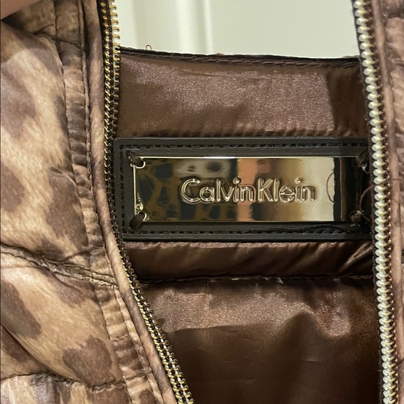 Calvin Klein Leopard/Brown Reversible Down Puffer Coat - Picture 2 of 8